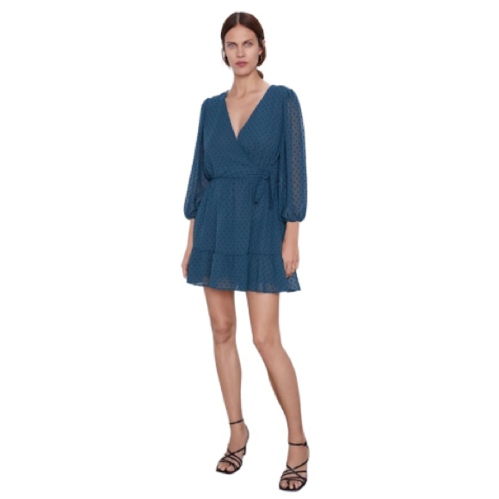 ZARA Swiss Dot Faux Wrap Romper Dress